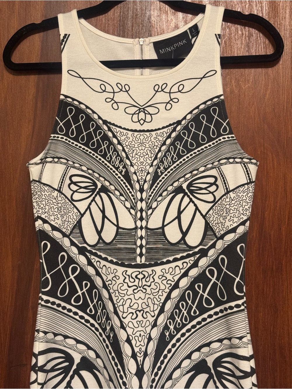 MINKPINK Women’s Bodycon Y2K Geometric Mini Dress Size Large - Picture 2 of 7